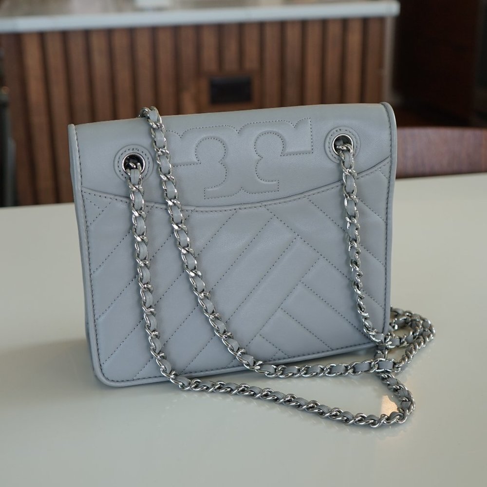 Tory Burch Grey Leather Alexa Convertible Shoulder Bag